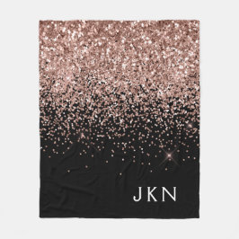 Cobertor De Velo Blush Rosa Dourado Rosa Preto Glitter Monograma