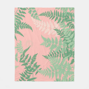 Cobertor De Velo Blush Rosa Folha de Samambaia Botânico Verde Sage 