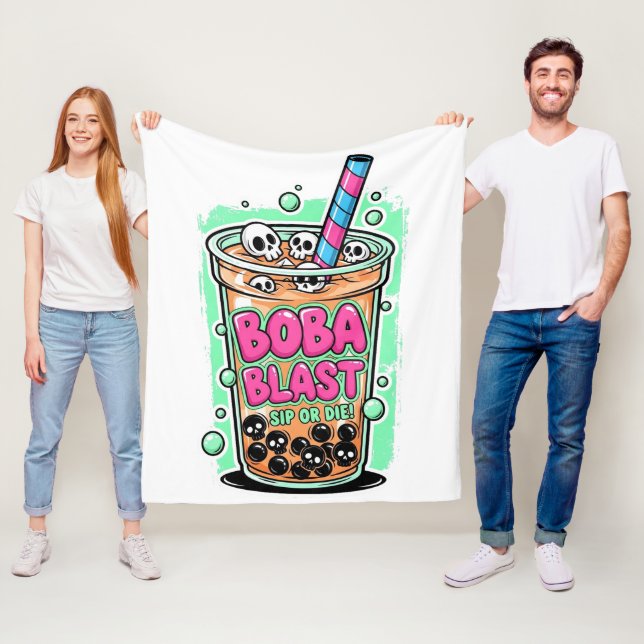 Cobertor De Velo Boba Blast – Sip or Die! – Fleece Blanket (In Situ)