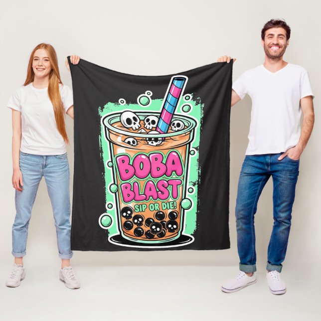 Cobertor De Velo Boba Blast – Sip or Die! – Fleece Blanket (In Situ)