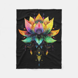 Cobertor De Velo Boêmio Arco-íris Flor de Lótus Yoga Mandala Chakra