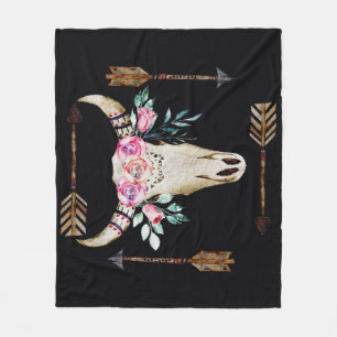 Cobertor De Velo Bohemian Deer Skull Watercolor Art
