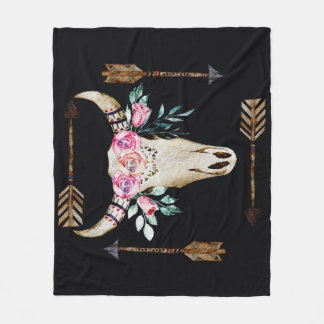Cobertor De Velo Bohemian Deer Skull Watercolor Art