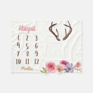 Cobertor De Velo Boho Antler Baby Milestone Monthly Baby Blanket