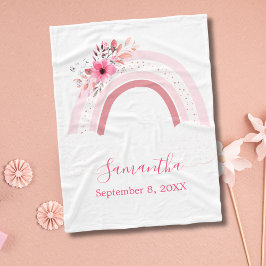 Cobertor De Velo Boho Arco-Íris Flor Rosa Flores Bebê Flancê Presen