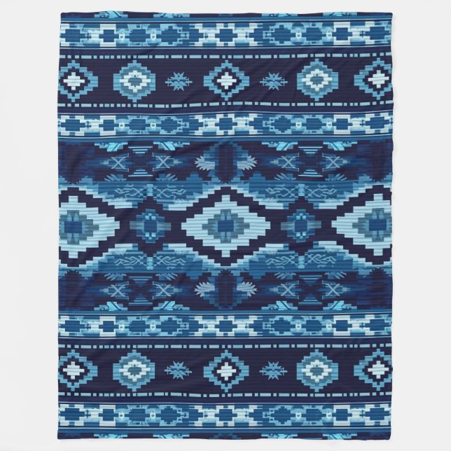Cobertor De Velo Boho Aztec Blue Knmit Design (Frente)