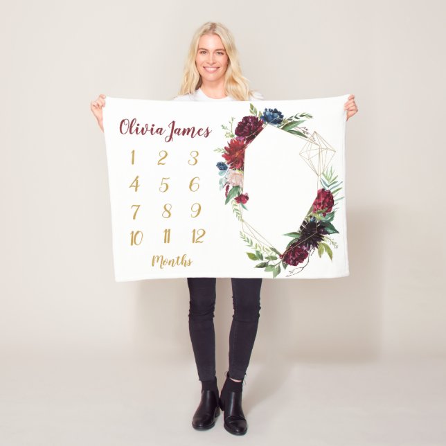 Cobertor De Velo Boho Baby Girl Milestone Mensal (In Situ)