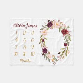 Cobertor De Velo Boho Baby Girl Milestone Mensal