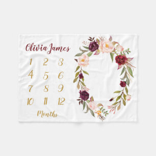 Cobertor De Velo Boho Baby Girl Milestone Mensal