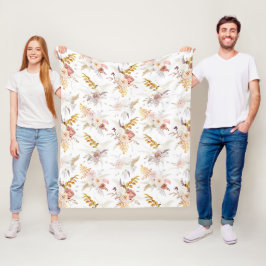 Cobertor De Velo Boho Bege, Grama das Pampas Terracota Aquarela Nós
