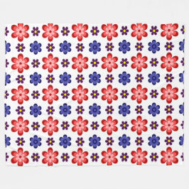 Cobertor De Velo Boho Blue Purple Red Flowers Large Fleece Blanket