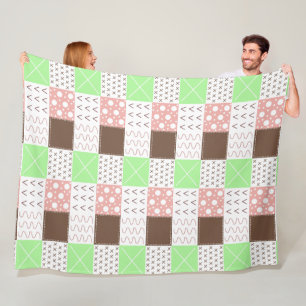 Cobertor De Velo Boho Brown, Borgonha, Verde e Mauve Whimsical