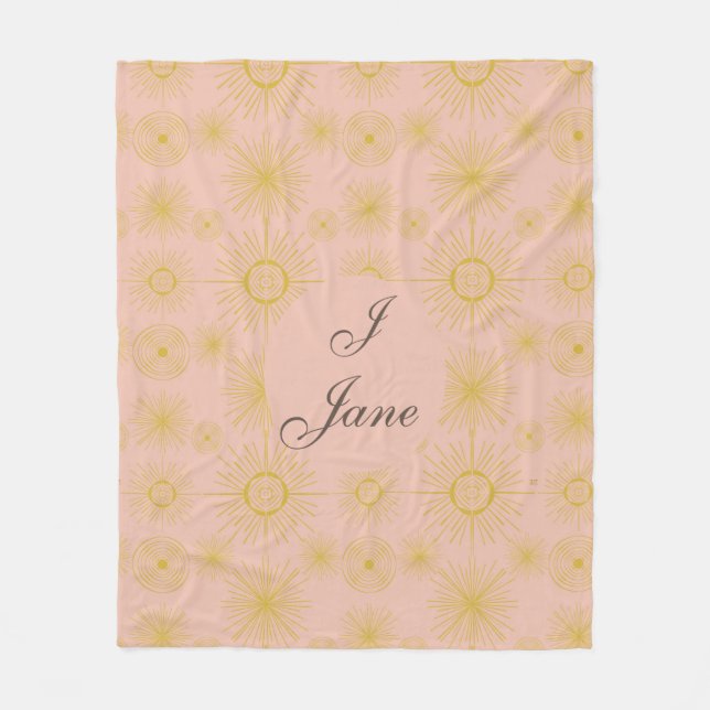 Cobertor De Velo Boho Celestial Sun Stars Personalizadas Rosa (Frente)