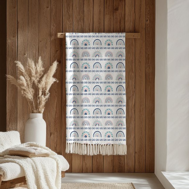 Cobertor De Velo Boho Chic Blanket Pink & Navy Soft Gift Accent (Boho Chic Blanket Pink & Navy Soft Gift Accent)