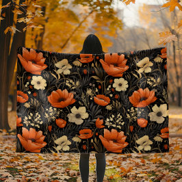Cobertor De Velo Boho Cottagecore Orange e Cream Autumn Floral
