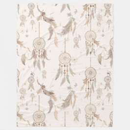 Cobertor De Velo Boho Dream Catcher Celestial Feathers Soft Fleece