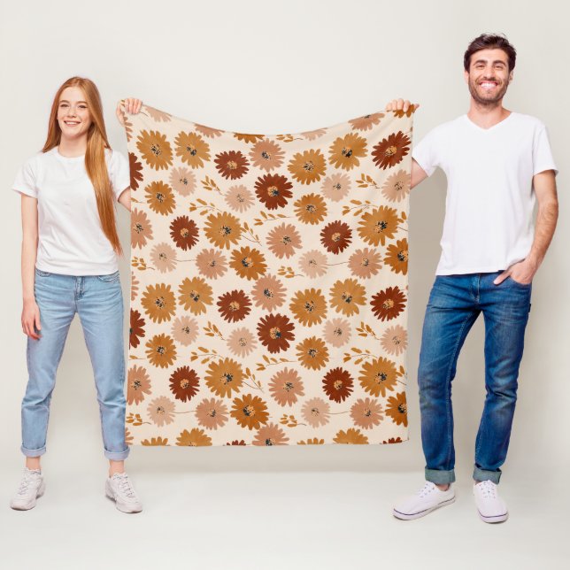Cobertor De Velo Boho Earth Tone Daisy Tan Floral Pattern (In Situ)