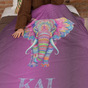 Cobertor De Velo Boho Elephant - Design de Mandala Personalizado
