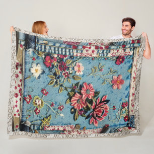 Cobertor De Velo Boho Floral bordado em relevo e lacre