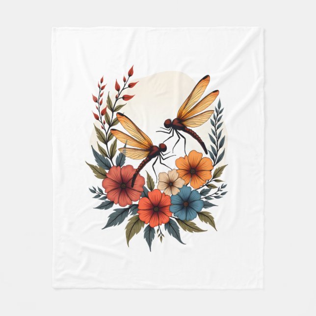 Cobertor De Velo Boho Floral Dragonfly (Frente)