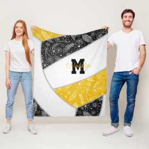 Cobertor De Velo boho floral paisley penas preto de vôlei