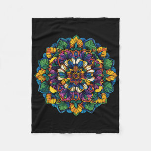 Cobertor De Velo Boho Lotus Mandala Colorido Floral Yoga Meditação