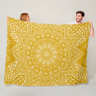 Cobertor De Velo Boho Mandala Bright Mustard Amarelo