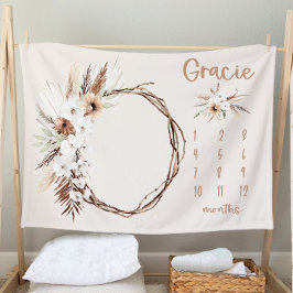 Cobertor De Velo Boho Milestone Blanket Girl - Month Blanket Person