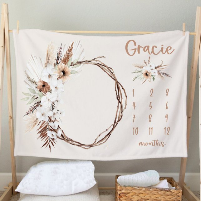 Cobertor De Velo Boho Milestone Blanket Girl - Month Blanket Person (Criador carregado)