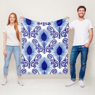 Cobertor De Velo Boho Peacock Feather Jewel Tone Blue