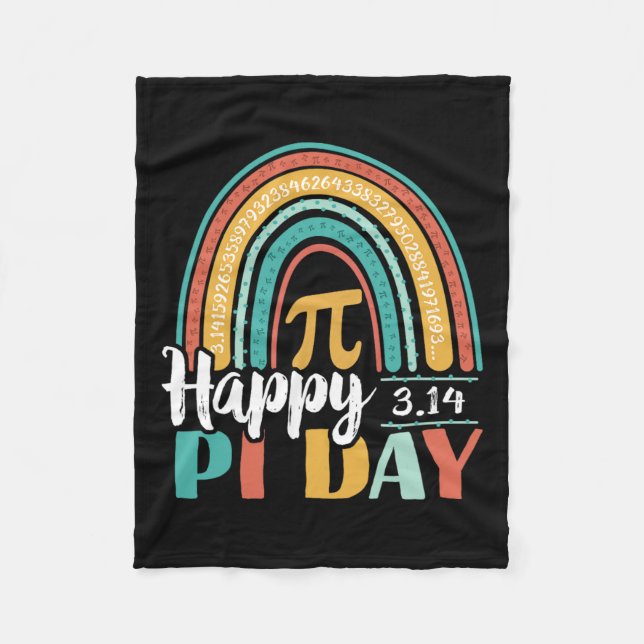 Cobertor De Velo Boho Rainbow Happy Pi Day 3.14 Geek Matemático (Frente)