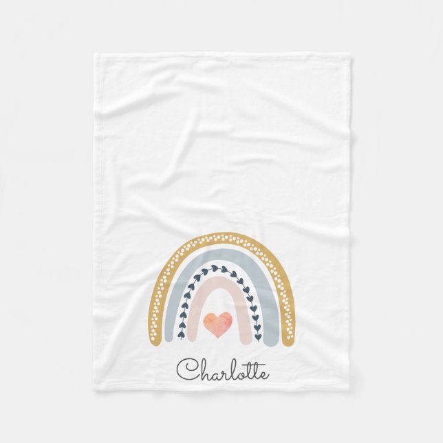 Cobertor De Velo Boho Rainbow Watercolor Nursery (Frente)