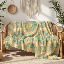 Boho Turquesa e Bege Areia Mandala