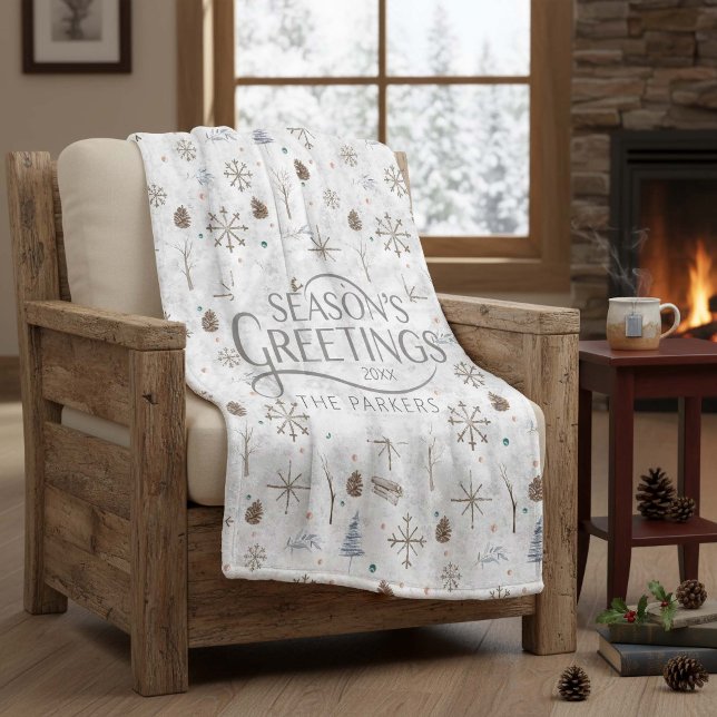 Cobertor De Velo Boho Twigs & Pinecone, ID de Natal 986 (Criador carregado)