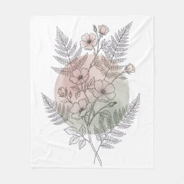 Cobertor De Velo Boho Wildflower Samambaia Arte Botânico em Rosa Pó