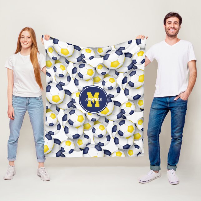 Cobertor De Velo bola de futebol branco de ouro azul desportista ma (In Situ)