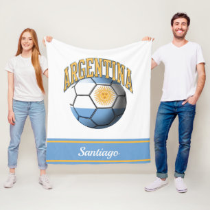 Cobertor De Velo Bola de Futebol da Bandeira Argentina Nome