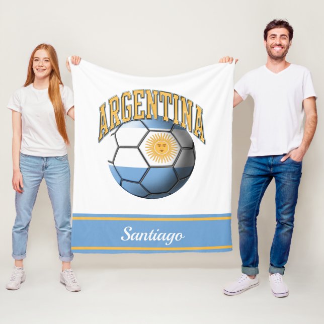 Cobertor De Velo Bola de Futebol da Bandeira Argentina | Nome (In Situ)