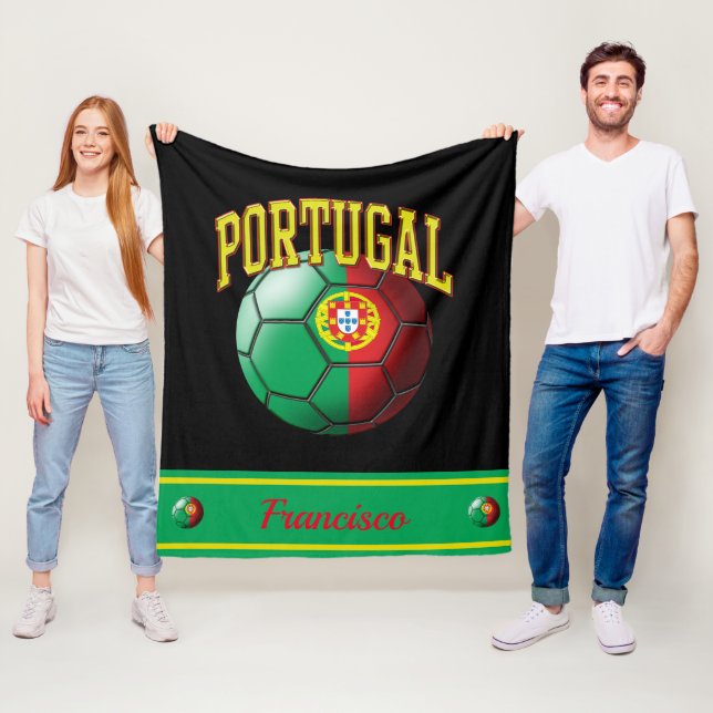 Cobertor De Velo Bola de Futebol de Bandeira Portuguesa | Nome (In Situ)