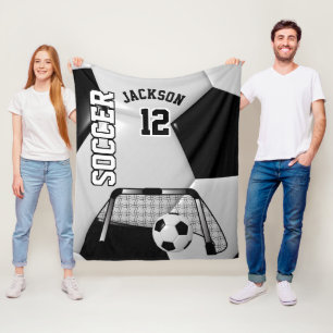 Cobertor De Velo Bola de futebol em preto-e-branco com texto indefi