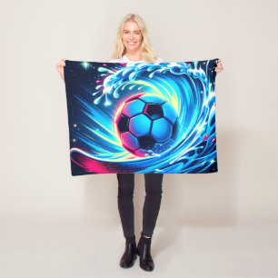 Cobertor De Velo Bola de Futebol Futurista Oceano Surf