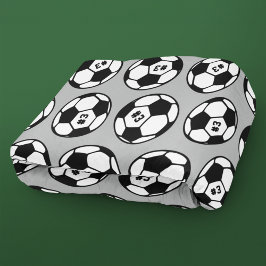 Cobertor De Velo Bola de Futebol Preta Cinza Branca Número Padrão