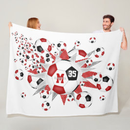 Cobertor De Velo bola de futebol preto vermelha estrelas