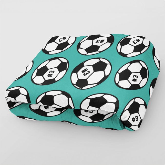 Cobertor De Velo Bola de Futebol Teal com Padrão de Número (Criador carregado)