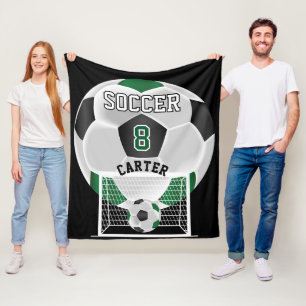 Cobertor De Velo Bola de futebol - Verde, Branco e Preto
