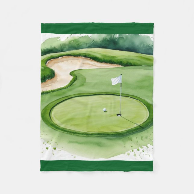 Cobertor De Velo Bola de golfe e bandeira em colocar verde (Frente)