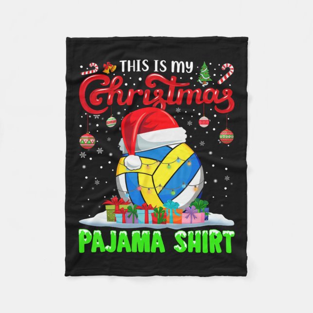 Cobertor De Velo Bola de Voleibol Papai Noel Luzes de Natal Engraça (Frente)