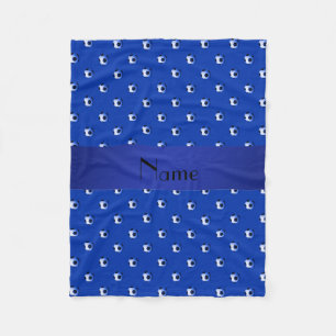Cobertor De Velo Bolas de futebol azul de nome personalizado