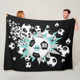 Cobertor De Velo bolas de futebol preto claro estrelas esportes men