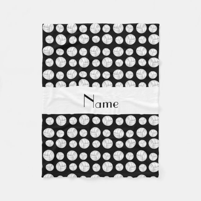 Cobertor De Velo Bolas pretas conhecidas personalizadas do voleibol (Frente)